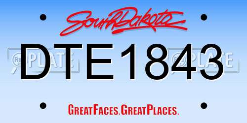 DTE1843 South Dakota License Plate