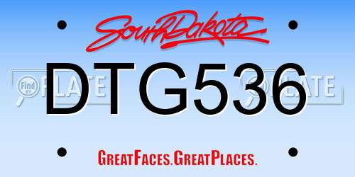 DTG536 South Dakota License Plate