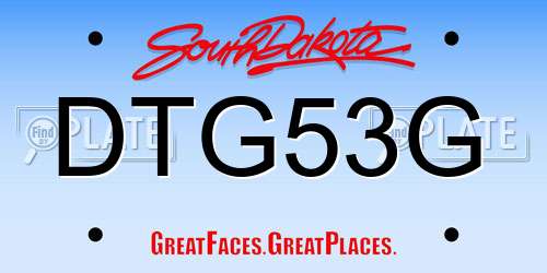 DTG53G South Dakota License Plate