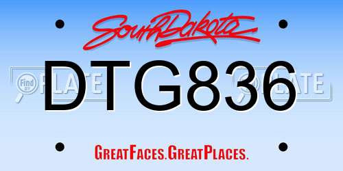 DTG836 South Dakota License Plate