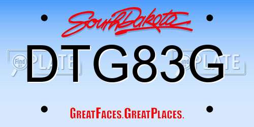 DTG83G South Dakota License Plate