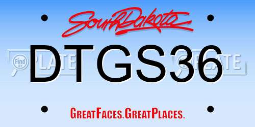 DTGS36 South Dakota License Plate