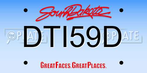 DTI59D South Dakota License Plate
