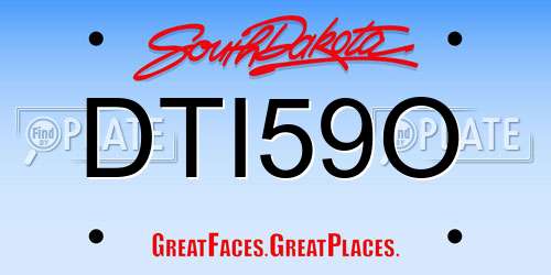 DTI59O South Dakota License Plate
