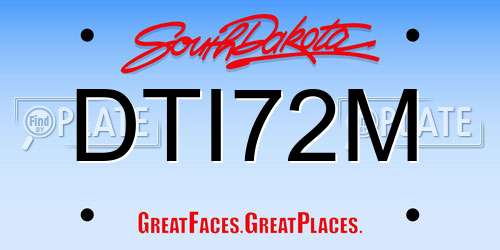 DTI72M South Dakota License Plate
