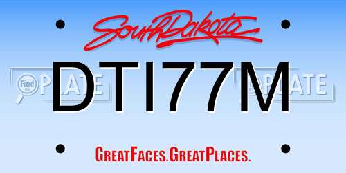 DTI77M South Dakota License Plate