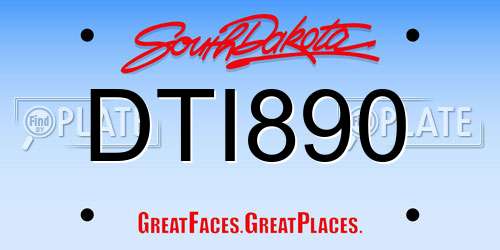DTI890 South Dakota License Plate