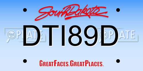 DTI89D South Dakota License Plate