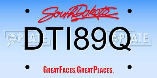 DTI89Q South Dakota License Plate