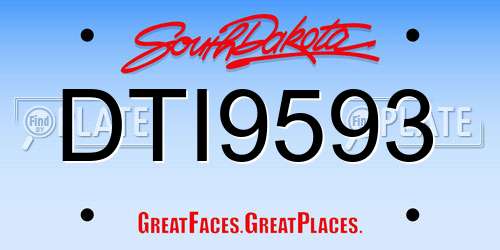 DTI9593 South Dakota License Plate