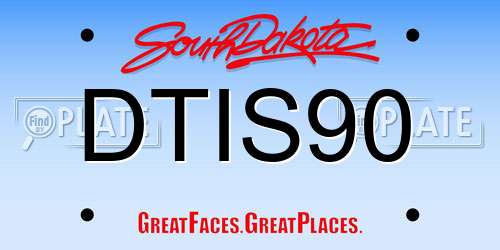 DTIS90 South Dakota License Plate