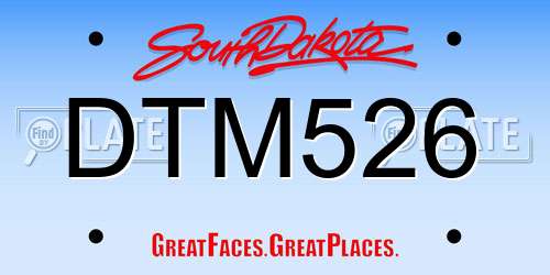 DTM526 South Dakota License Plate