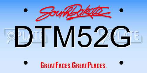 DTM52G South Dakota License Plate