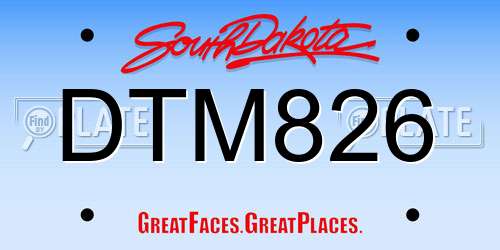 DTM826 South Dakota License Plate