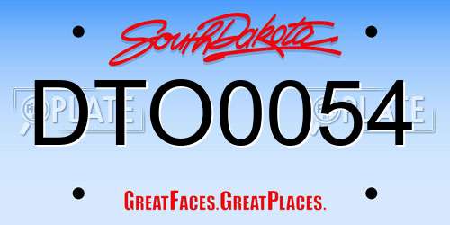 DTO0054 South Dakota License Plate