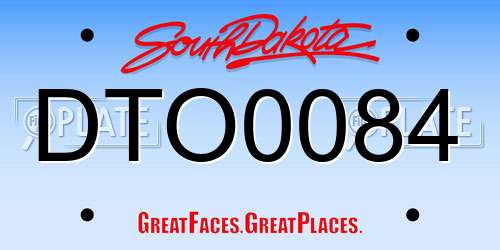 DTO0084 South Dakota License Plate