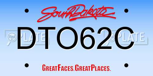 DTO62C South Dakota License Plate