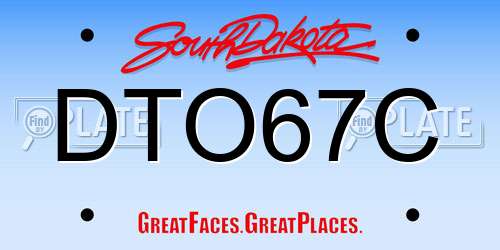 DTO67C South Dakota License Plate
