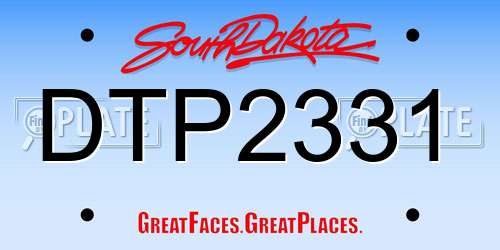DTP2331 South Dakota License Plate