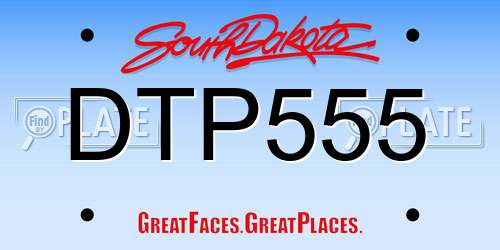 DTP555 South Dakota License Plate