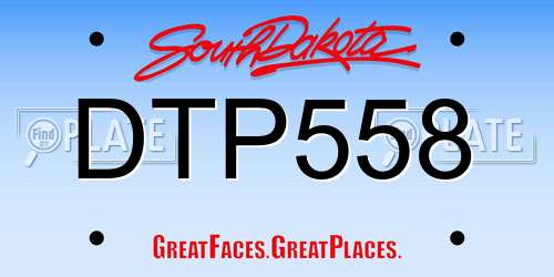 DTP558 South Dakota License Plate