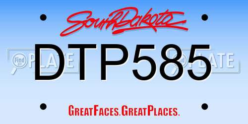 DTP585 South Dakota License Plate