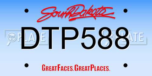DTP588 South Dakota License Plate