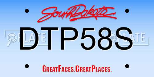 DTP58S South Dakota License Plate