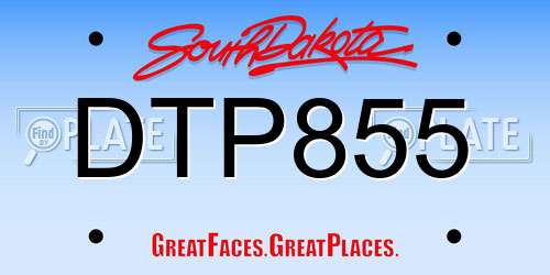 DTP855 South Dakota License Plate