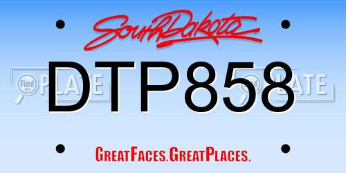 DTP858 South Dakota License Plate