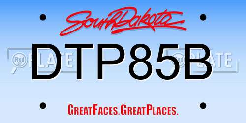DTP85B South Dakota License Plate
