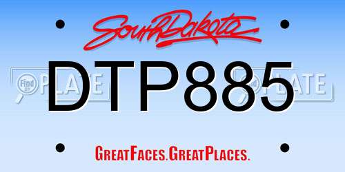 DTP885 South Dakota License Plate