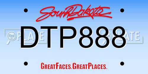 DTP888 South Dakota License Plate