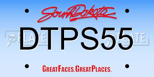 DTPS55 South Dakota License Plate