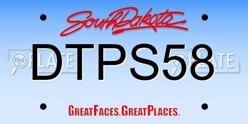 DTPS58 South Dakota License Plate