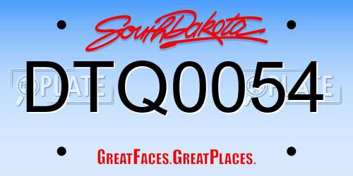 DTQ0054 South Dakota License Plate