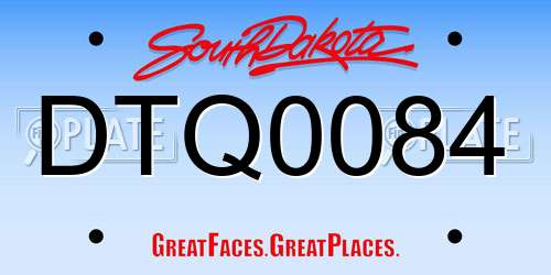 DTQ0084 South Dakota License Plate