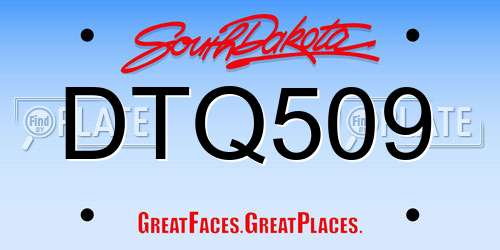 DTQ509 South Dakota License Plate