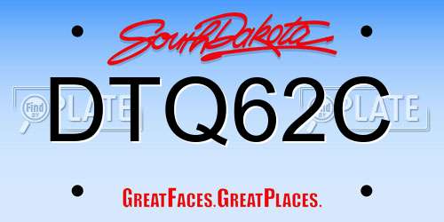 DTQ62C South Dakota License Plate
