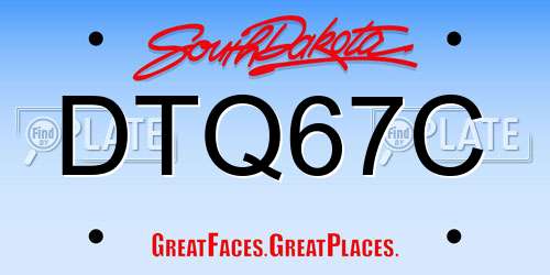 DTQ67C South Dakota License Plate