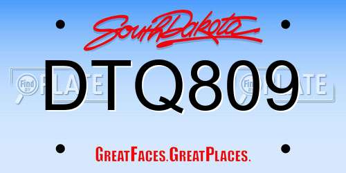 DTQ809 South Dakota License Plate
