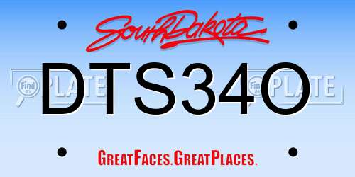 DTS34O South Dakota License Plate