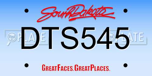 DTS545 South Dakota License Plate