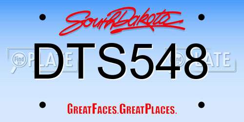DTS548 South Dakota License Plate