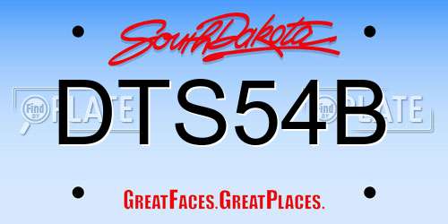 DTS54B South Dakota License Plate
