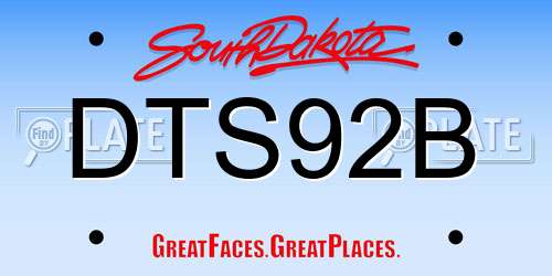 DTS92B South Dakota License Plate