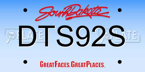 DTS92S South Dakota License Plate