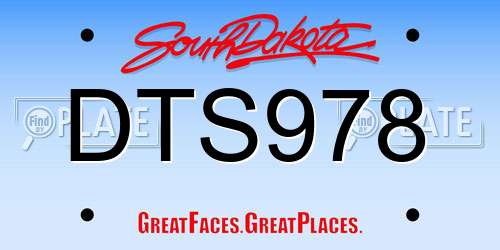 DTS978 South Dakota License Plate
