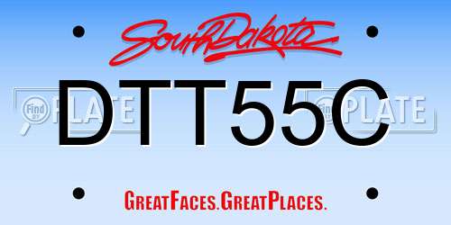 DTT55C South Dakota License Plate