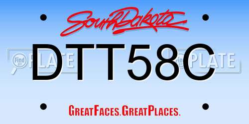 DTT58C South Dakota License Plate